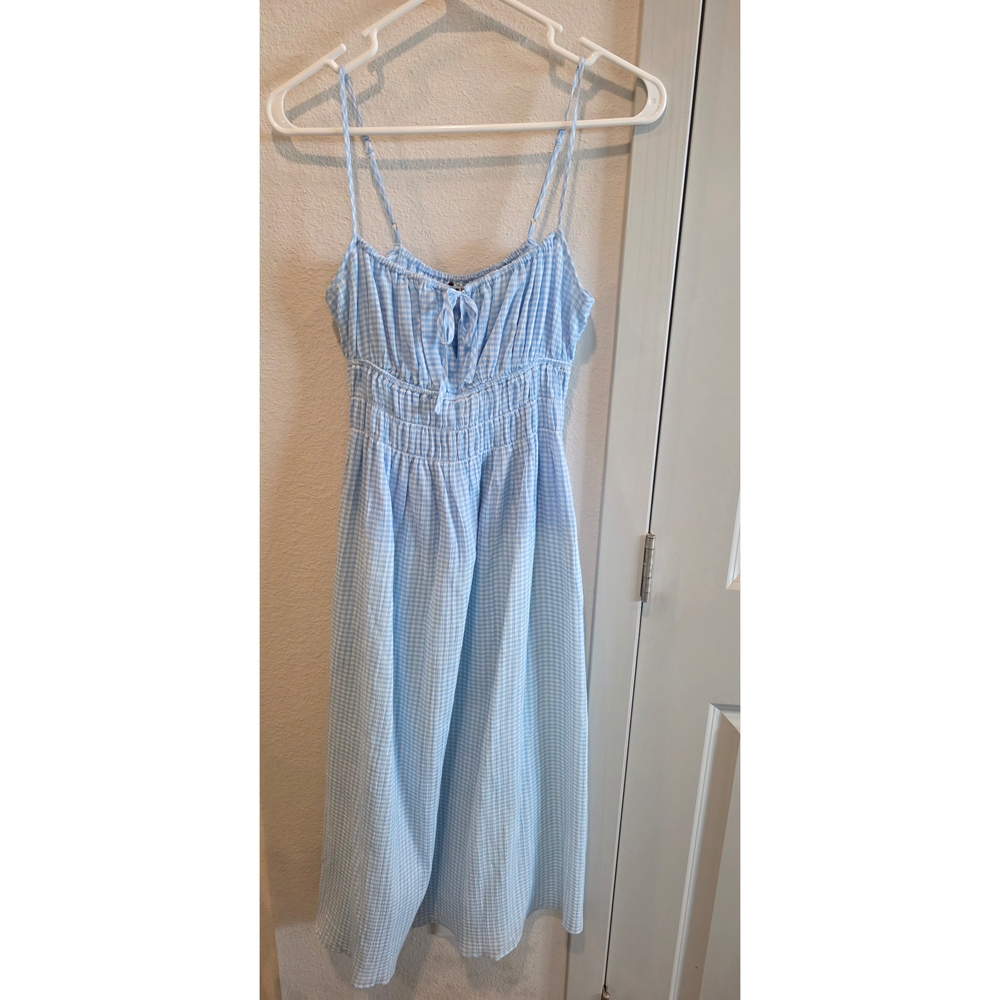 Ciao Lucia Light Blue Gingham Midi Dress